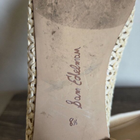 Sam Edelman Wanda Woven Raffia Pointed Toe Ballet Flats Ivory/Natural Womens 8.5 - Picture 10 of 12